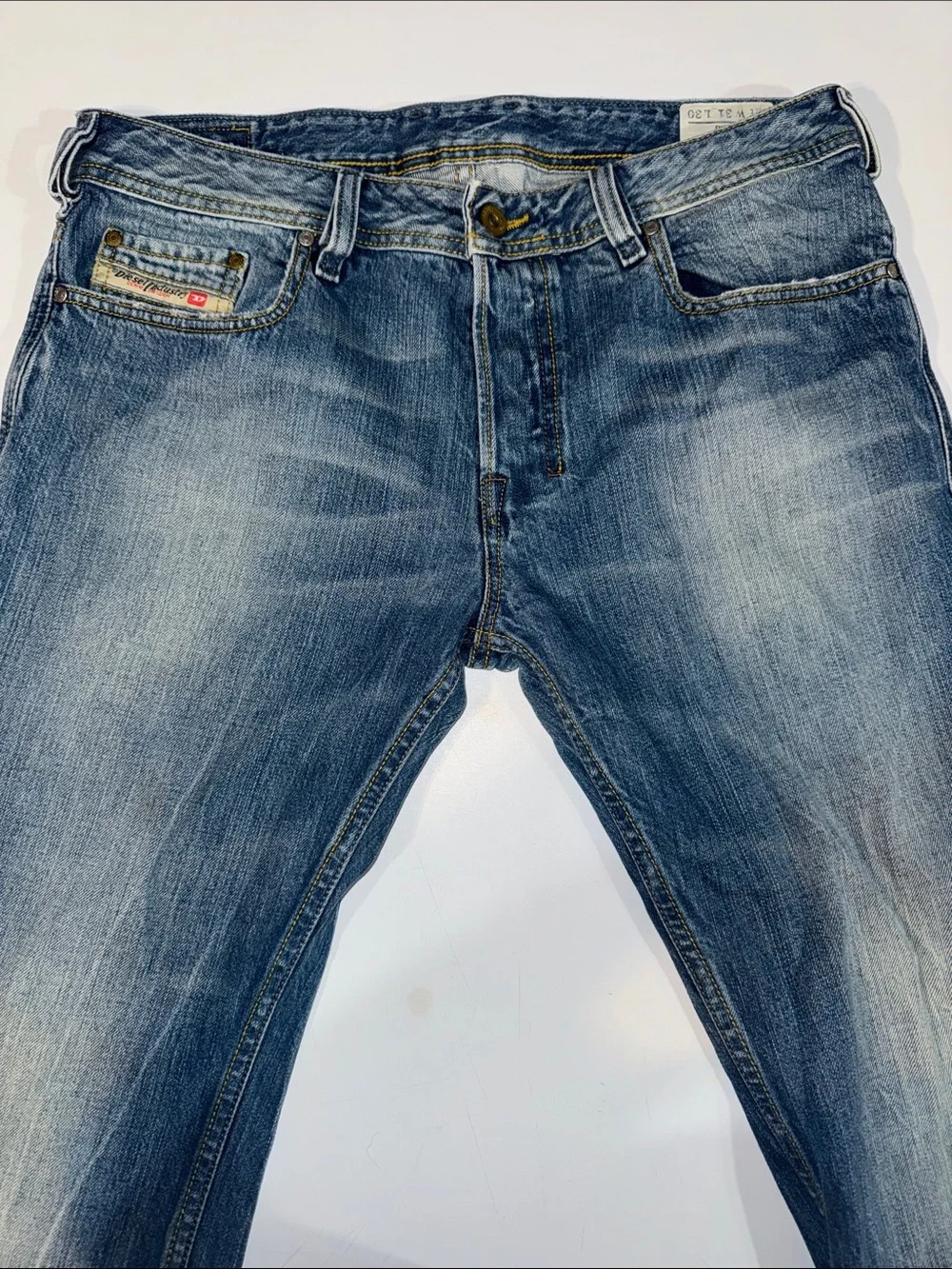 Men's Diesel Zathan Blue Distressed Wide Leg Jeans size 31x30